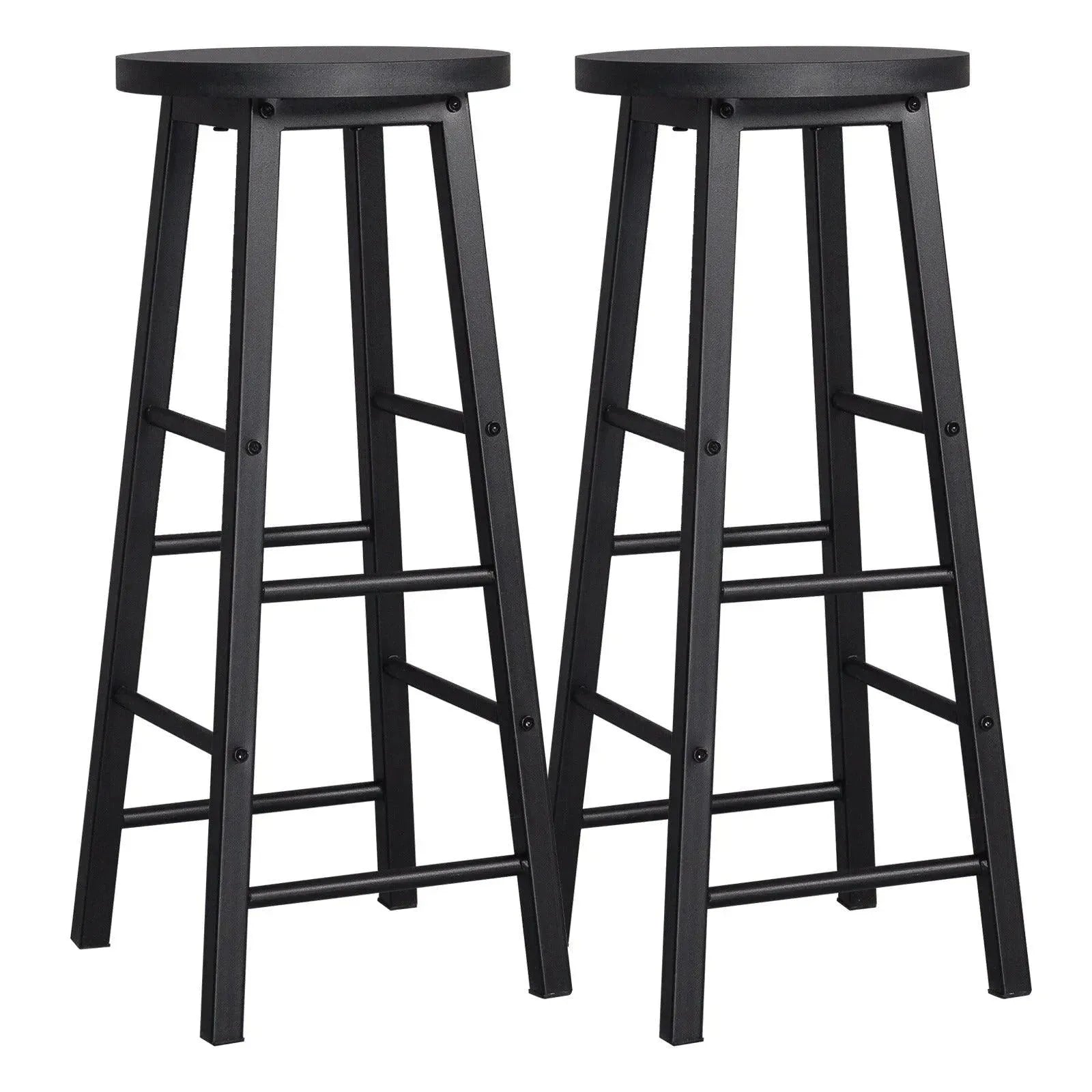 Feronza™ Set van 2 Houten Hoge Barkrukken met MDF Zitting en Stalen Structuur - Feronza